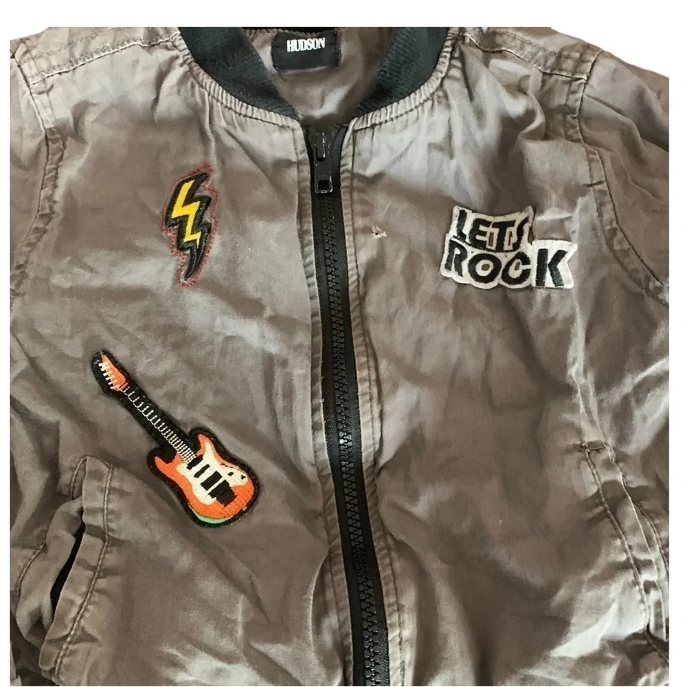 Hudson boys size 6 grey Let's Rock Bomber Jacket